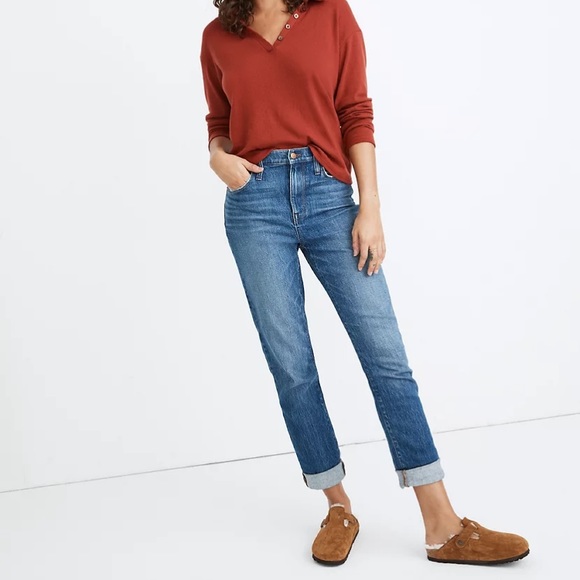 Madewell Denim - madewell blue High-Rise Slim Boyjean Moorland Wash